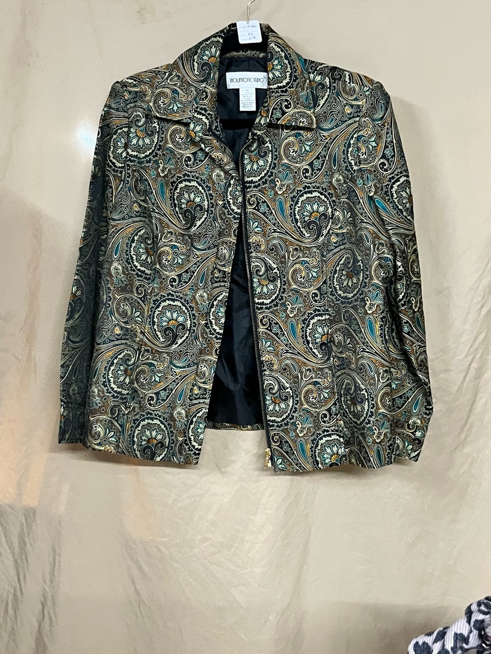 Brownstone studio Paisley Print Blazer Jacket - Teal, Gold & Black